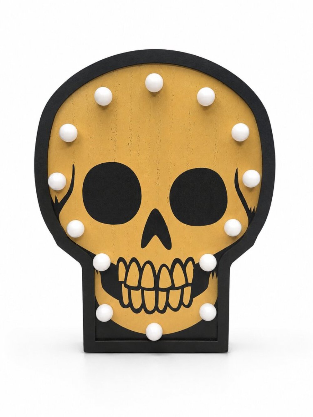 Hyde & EEK! Boutique 10" LED Light Up Wood Skull Halloween Decor Battery Operate - Picture 2 of 4
